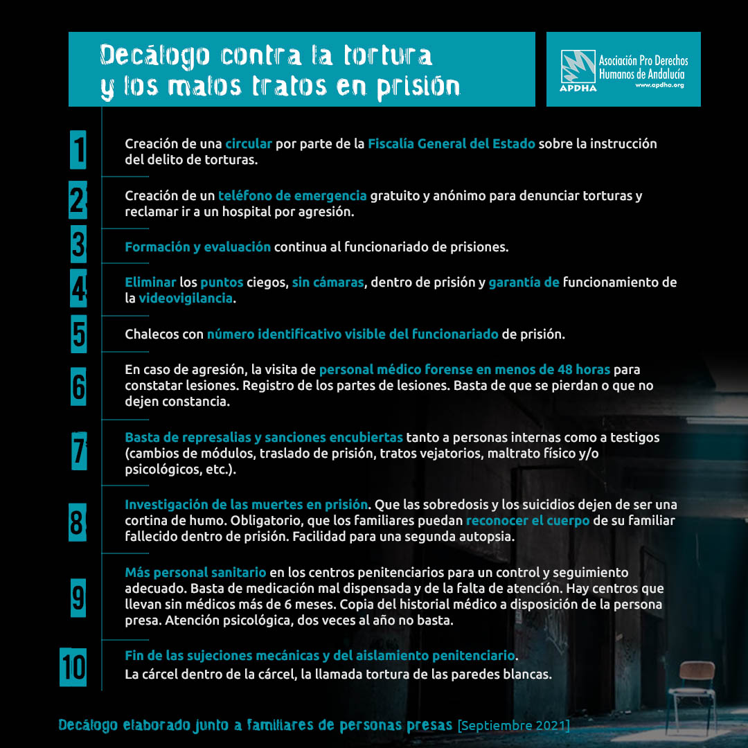Lee más sobre el artículo 14 organizaciones reclaman medidas contra la tortura y los malos tratos en prisión